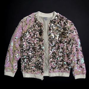 Silver Sequin Bomber - Girls 14/16